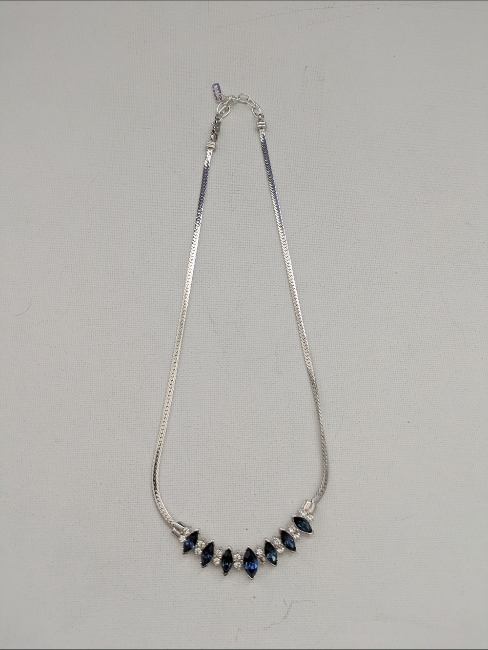 Vintage Vendome Silver Plated Necklace with Blue Stones - Women Jewelry